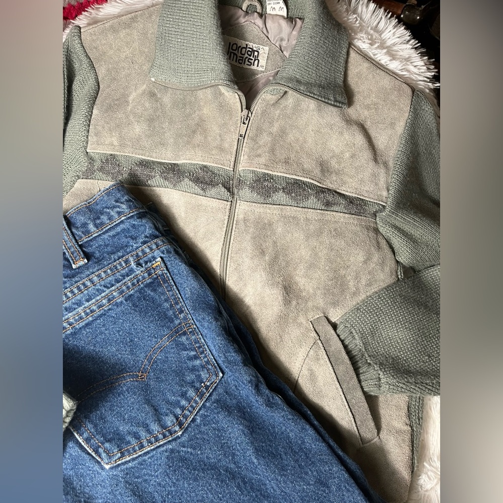 Vintage Jordan Marsh suede sweater jacket
